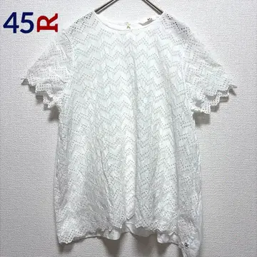 45R 컷워크 전체 레이스 블라우스 티셔츠 화이트 사이즈 3 45rpm