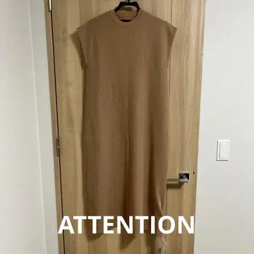 ATTENTION 슬리브리스 니트 원피스 롱 기장 베이지