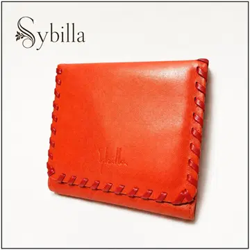 시빌라 Sybilla 접이식 지갑 컴팩트 지갑 가죽 오렌지 여성용