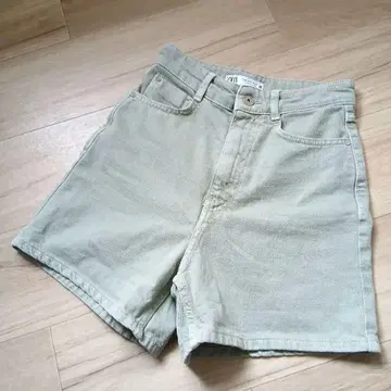 ZARA 자라 데님 컬러 숏팬츠 카키 EUR34 코튼