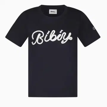 Bibiy. SCRIBBLE TEE 로고 자수 티셔츠 네이비