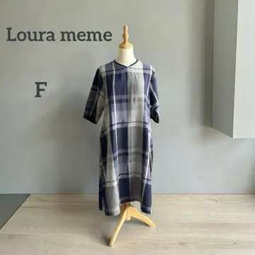 Loura meme 로라메메 린넨 100% 어른 체크 원피스