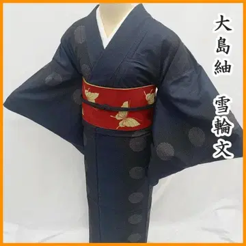 607mt3 오시마 명주 카타스식 설륜문 네이비 새상품급