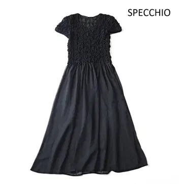 SPECCHIO 스페치오 셔링 반팔 시어 원피스 블랙