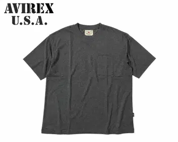 AVIREX U.S.A. 포켓 부착 반팔 티셔츠 그레이 사이즈 L