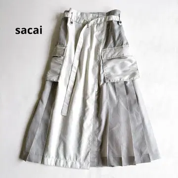 새상품급 sacai 23SS 밀리터리 나일론 트윌 스커트 플리츠 4