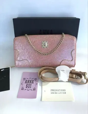 [ 새상품 ] ANNA SUI 안나수이 장지갑 핑크 체인 스트랩 포함