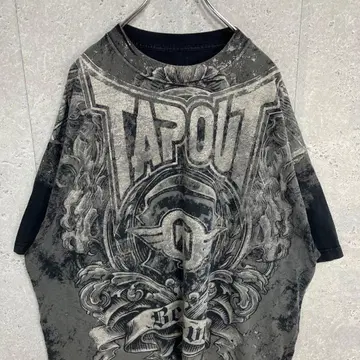TAP OUT 올 패턴 Y2K 디자인 빅 로고 프린트 티셔츠 2XL