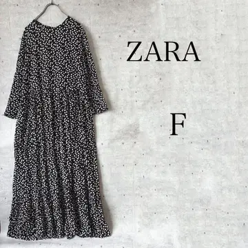ZARA 원피스 롱 도트 무늬 블랙 화이트 긴팔 7부 소매