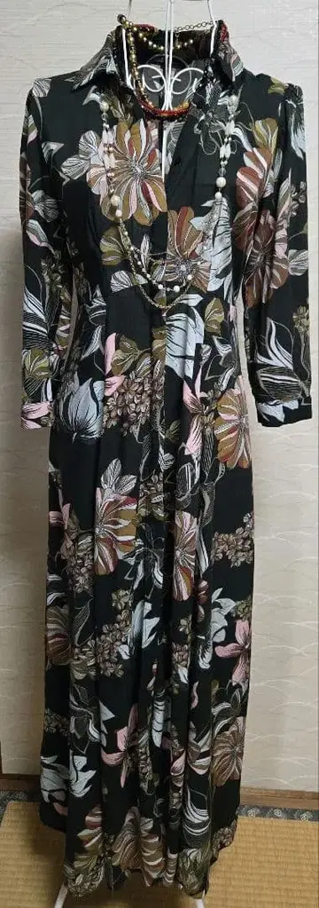 [ ZARA ] 자라 꽃무늬 셔츠 롱 원피스 7부 소매