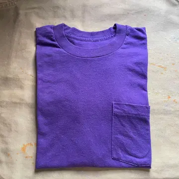80s 90s 포켓 T-shirt 보라색 퍼플