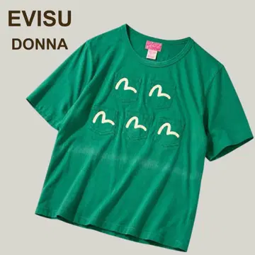 EVISU DONNA 에비수돈나 반팔 T셔츠 S 갈매기 로고 그린