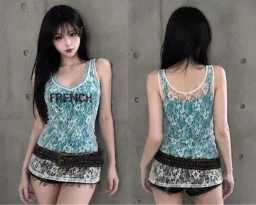 DaTuRa 레이스 탱크탑 헤이세이 갸루 히메갸루 y2k