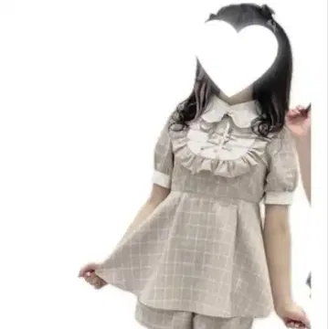 양산형 의류 체크 무늬 프릴 옷깃 팬츠 셋업 아베일