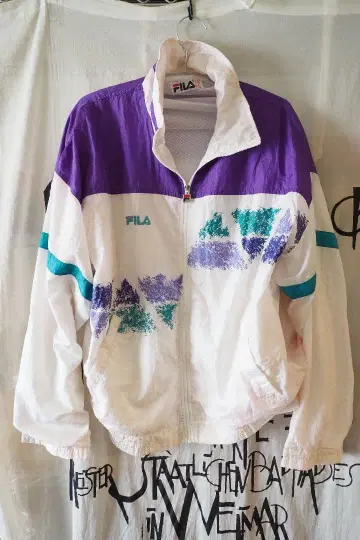 FILA 나일론 자켓 퍼플 화이트 XL
