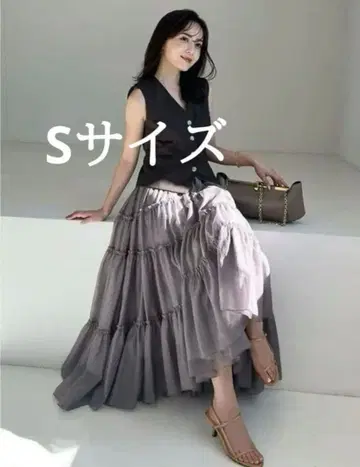 [ 새상품급 ] anuans 볼륨 티어드 오간자 스커트 그레이