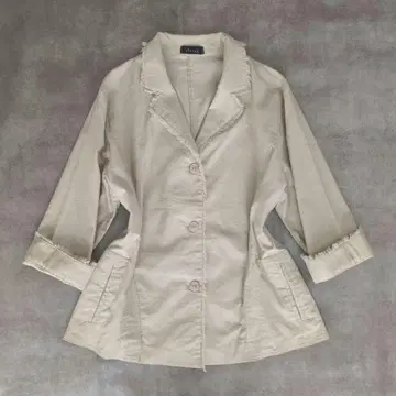 마 혼방 프린지 린넨 내추럴 여름 자켓 Vintage
