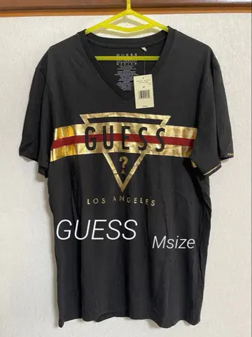 택 포함 새상품 GUESS 게스 메탈릭 로고 T셔츠 M 블랙 골드 남성용