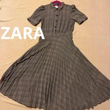 ZARA 체크 무늬 반팔 원피스 종아리 기장