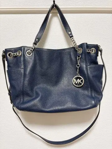 MICHAEL KORS 네이비 가죽 숄더백