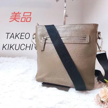 세일 [ 새상품급 ] 다케오 키쿠치 가죽 숄더백 이탈리아제 카키