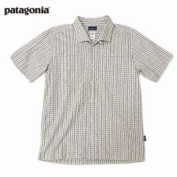 Patagonia 체크 무늬 반팔 셔츠 남성용 오픈 카라 셔츠