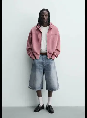 ZARA 배기핏 데님 버뮤다 팬츠