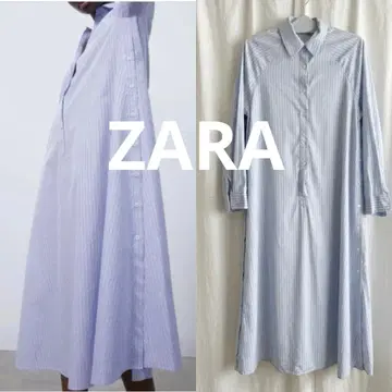 ZARA 셔츠 원피스 스트라이프 버튼 사이드 슬릿