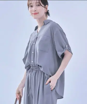 로페피크닉 컷 조젯 스키퍼 블라우스 / UV 케어 접촉 냉감 방 주름