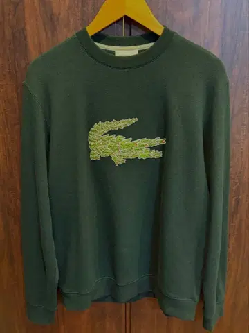 LACOSTE 크루넥 맨투맨 다크 그린