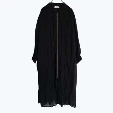백넘버 롱 원피스 집업 블랙 겉옷 시어 소재
