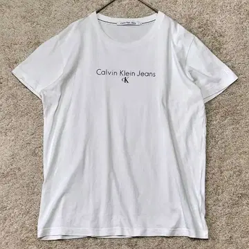 00s 캘빈 클라인 로고 티셔츠 y2k XL 화이트