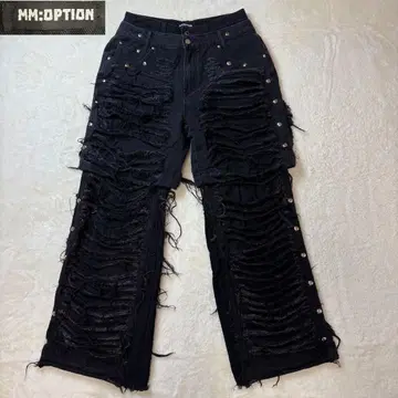 mmoption 밀리오션 디스트로이 데님 팬츠 블랙