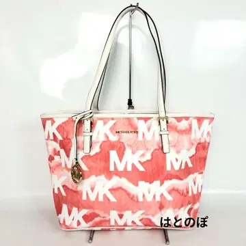 MICHAEL KORS MK 로고 토트백 핑크 화이트 마블