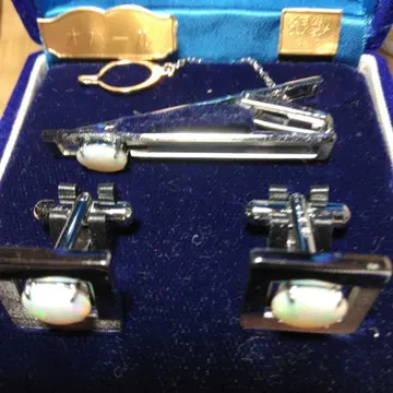 오팔 SILVER 넥타이핀 커프스 세트