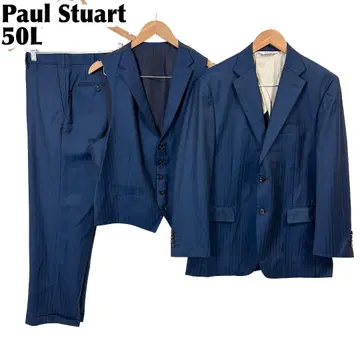 Paul Stuart 남성용 수트 3P 50L 블루 섀도우 스트라이프