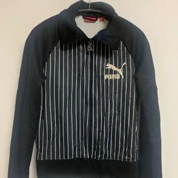 PUMA [ L ] 블랙 x 화이트 스트라이프 패턴 트랙 자켓 래글런