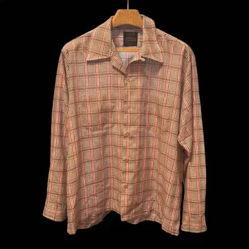 [ 레어 XL ] 60s-70s Sears 체크 빈티지 오픈 카라 셔츠