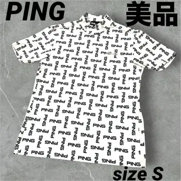 새상품급 PING 핑 골프 반팔 모크넥 올 패턴 화이트 남성용 S