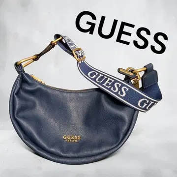 GUESS 게스 원 숄더 y2k 하프문 네이비 골드 금장 장식