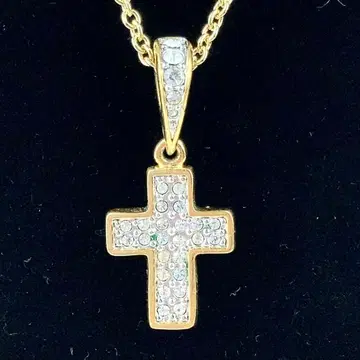 스와로브스키 목걸이 크로스 골드 큐빅 SWAROVSKI