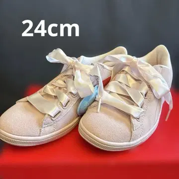 택 포함 새상품 PUMA 리본 스니커즈 24.0 스웨이드 핑크 푸마