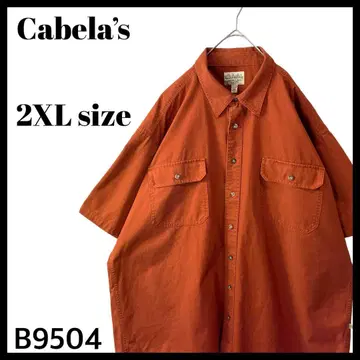 Cabela's 카벨라스 반팔 셔츠 워크 셔츠 두꺼운 브라운 무지 2XL
