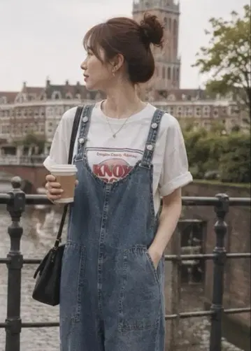 Ungrid 로고T셔츠 x ZARA 데님 살로펫 세트 코디 판매