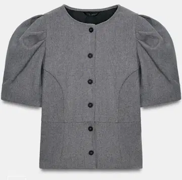 ZARA 퍼프 슬리브 버튼 프론트 상의 M