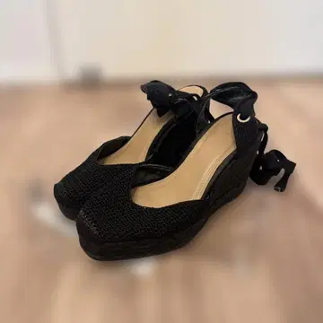ZARA 에스파드리유 웨지솔 샌들 블랙