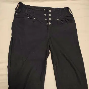 ozzon 블랙 팬츠 레이스 장식