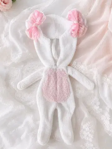브라이스 사이즈 아이시 인형 의류 귀 달린 올인원 화이트 핑크