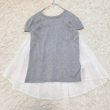 [레어] sacai 이소재 믹스 티셔츠 도킹 튤 백 플레어