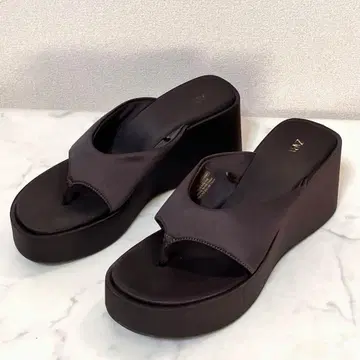 ZARA 자라 새틴 플랫폼 플립플랍 통굽 39